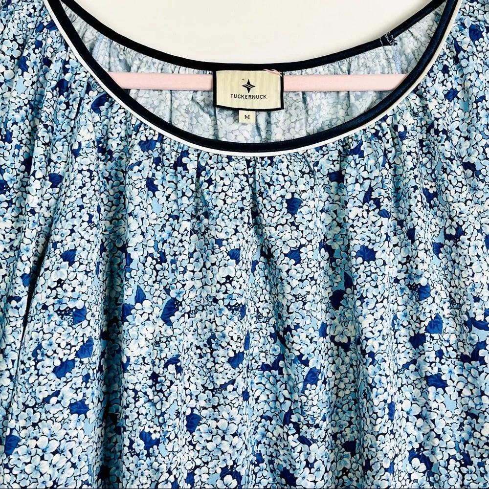 Tuckernuck Blue Floral Peasant Blouse